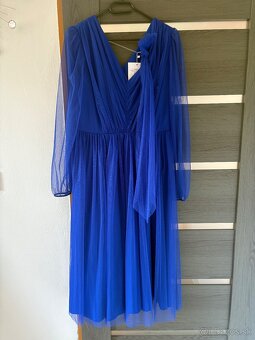 Midi modré tylové šaty 42/L - 2