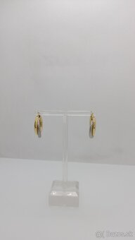 Zlaté náušnice kruhy dvojfarebné - 2