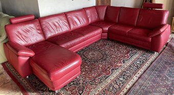 Rozkládací kožená sedací souprava do U, 4394 - 2