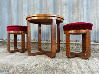 Art Deco stolík + taburetky - S07 - 2