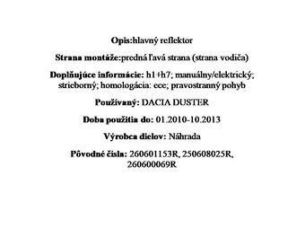 Ľavé predné svetlo - Dacia Duster - 2