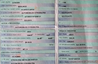 CITROEN BERLINGO 1.6 2013 Predám MOTOR 5F01, DVERE, PREVODOV - 2