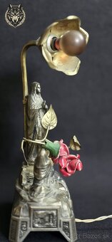 Hraciahistorická kovová lampička s výjavom Zjavenia Panny Má - 2