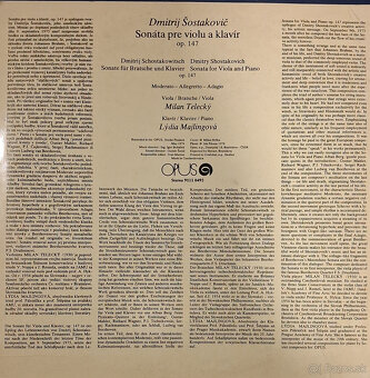 Retro gramofónová LP platňa Sostakovic - Sonáta - 2