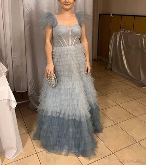 Svetlomodré spoločenské šaty, M - 2