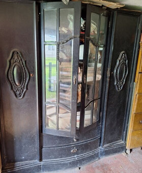 starožitná knižnica a gramofón so skrinkou na platne - 2