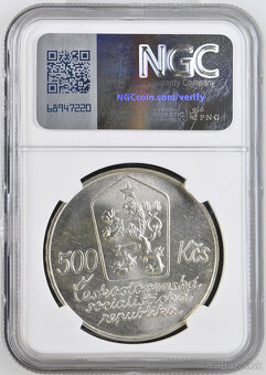 Ag minca 500 Kčs 1987 Josef Lada BK certifikát NGC MS 67 - 2