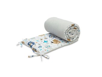 Mantinel do postieľky Vafle Lesné zvieratká Sivý 180 x 30 cm - 2