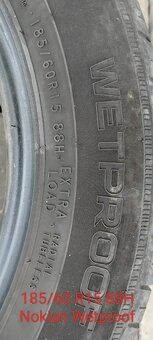Predám 1 letnú pneumatiku 185/60 R15 88H Nokian Wetproof - 2