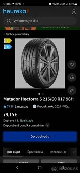 letne pneumatiky 215/60 R17 - 2