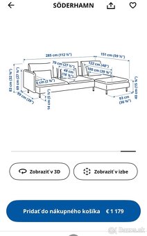 AKTUÁLNE ZNÍŽENÁ CENA ikea SODERHAMN 4 pohovka - 2