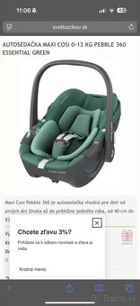 Autosedačka  Maxi cosi pebble 360 + isofix - 2