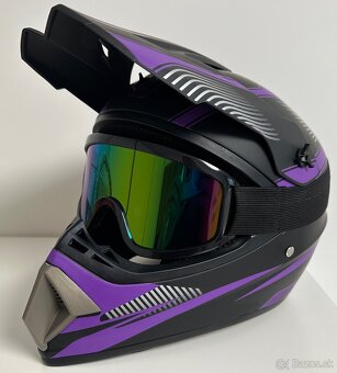 Moto prilba (off-road/motocross) + okuliare, veľkosť S - 2