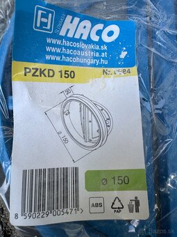 Haco Protizápachová klapka PZKD 150 + redukčný diel + spojky - 2