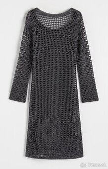 Reserved strieborné čierne sivé šaty - 2