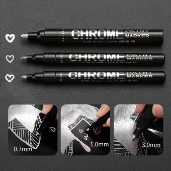 Chrómové fixky strieborné (Chrome Paint Marker - 2