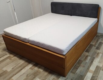 drevena polohovatelna manzelska postel 180x200x56 cm - 2