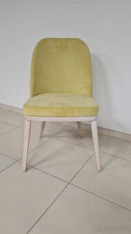 Stolička, žltý poťah, bielene drevo - 2