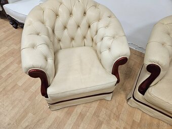 CHESTERFIELD ŠTÝL 2+1+1,KOŽENÁ SEDAČKA - 2