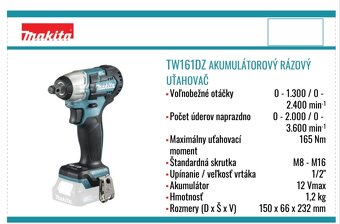 Makita TW161 utahovač - 2