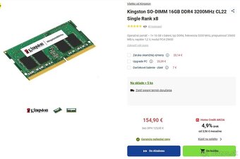 Predam ramku SODIMM 16GB DDR4 3200MHz do notebooku - 2