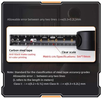 Pásmové meradlo 5m, čierne pásmo - 2