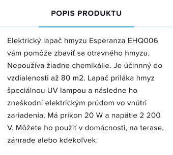 Predám elektrický lapač na hmyz - 2