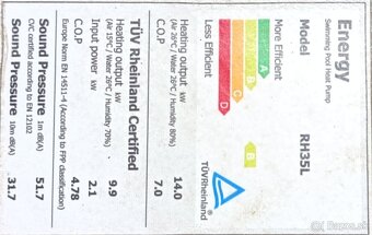 Tepelné bazénové čerpadlo 14kW, RAPID RH35L - 2
