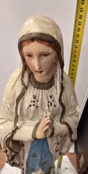 Panna Mária Lurdská, socha Madony 100 rokov 67 cm sádra - 2