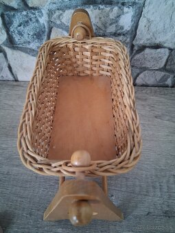 Retro prútená 16cm kolíska pre bábiky vez poškodenia - 2
