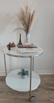 Ikea STRIND konferenčný stolík okruhly na kolieskach, biely - 2