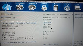 Intel DH61CR + Intel Core i3 3220 + 16GB RAM DDR3 - 2