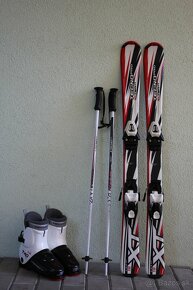 KOMPLET SET : lyže 110cm s lyžiarkami veľ. 34 a palicami - 2