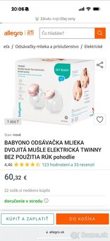 Odsávačka dvojitá elektronická BabyOno Twinny - 2