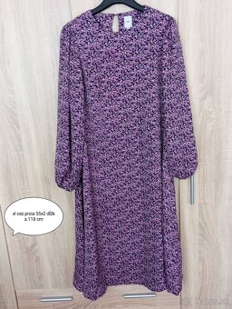 Kvetinkove fialové šaty s dlhým rukávom Xl - 2