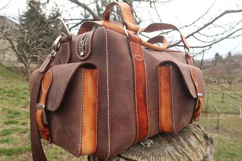 Ručne šitá pánska kožená cestovná taška - Duffle bag - 2