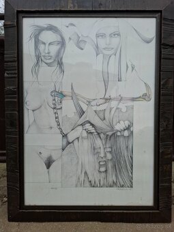 Predám signovaný obraz Salome kovový rám 12,5kg 80 x 60cm - 2