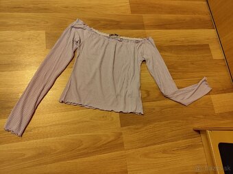 Fialový crop top s dlhým rukávom - 2