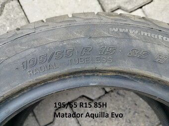 Predám 1 letnú pneumatiku 195/55 R15 85H Matador Aquilla Evo - 2