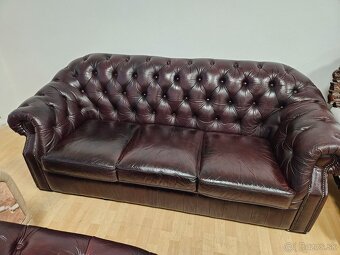 CHESTERFIELD ŠTÝL,KOŽENÁ-ČOKOLÁDOVEJ FARBY,3+2+1 - 2