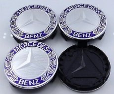 Stredové krytky na disky Mercedes-Benz 75mm modré - 2