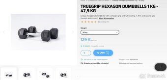 Predám   25 a 30 kg jednoručky Hexagon a EZ tyč - 2