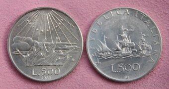 Mince strieborné - 500 lir Dante Aligieri a Caravella - 2