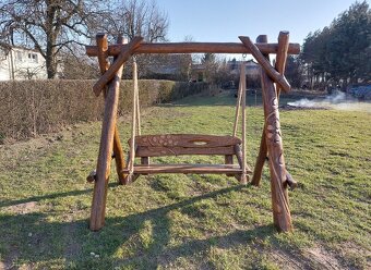 Drevená hojdačka. Dubová hojdačka. Záhradný nábytok. - 2