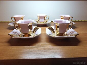 Šapo Empír, růžový porcelán Chodov, šálky s podšálky. - 2