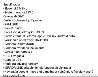 2DIN Autorádio android - 2