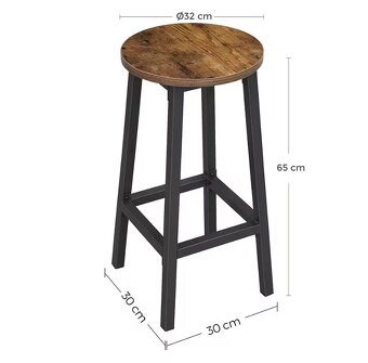 RED LIVING barové stoličky – set 2 ks, čierna/imitácia dreva - 2