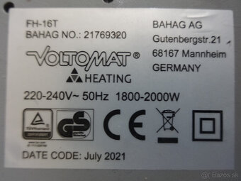 Ohrievač  Voltomat B-BI-FH16T - 2