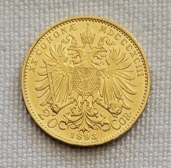 Zlatá rakúska 20 koruna FJI, 1893 bz - 2
