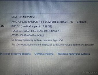 Notebook 15,6" Lenovo.AMD A6-9220 2x2,50GHz.8gb ram.120SSD - 2